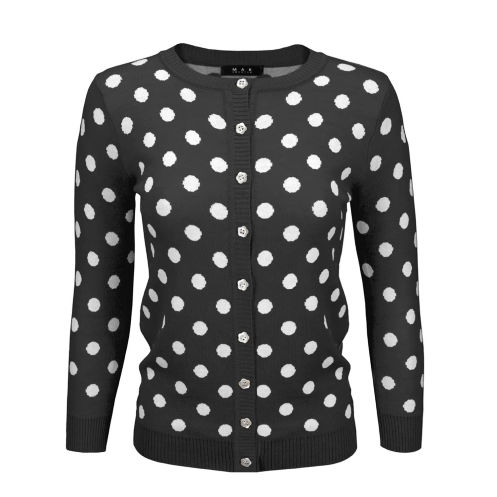Polka dot sweater button up cardigan